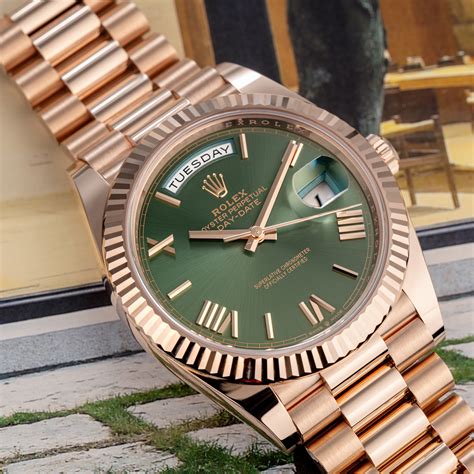 rolex day date olive green price|rolex day date 40 olive dial.